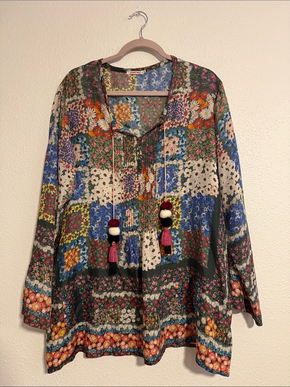 Johnny Was Daisy Silk Top Tassels